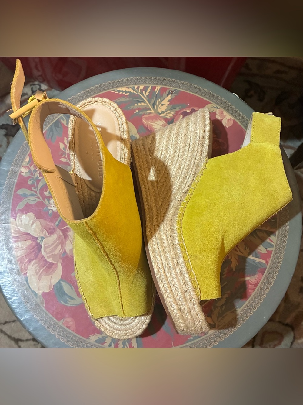 Kenneth Cole Yellow Suede Espadrille Wedge Sandals - Women's 7.5 NWOB